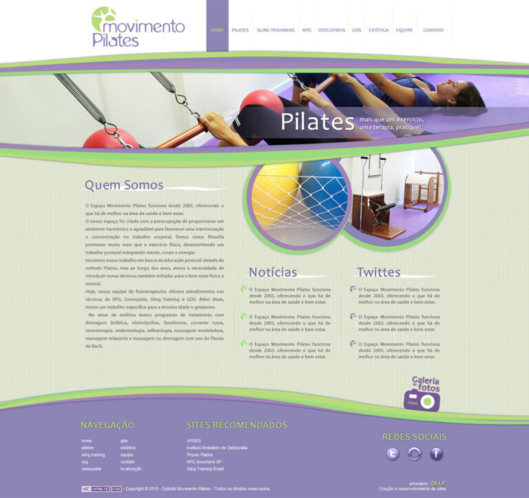 Redesign do Website do Estúdio Movimento Pilates
